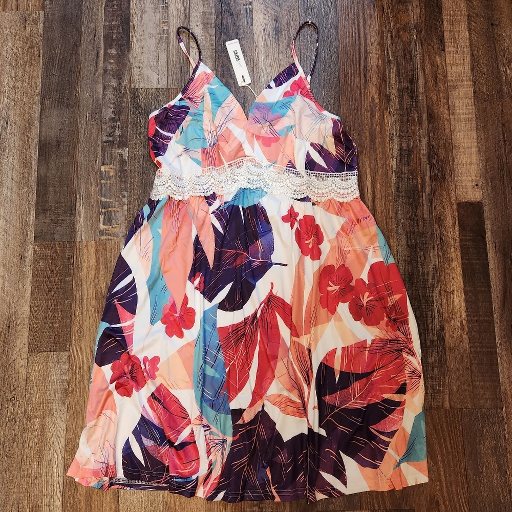 LAISHEN Floral Spaghetti Strap Dress